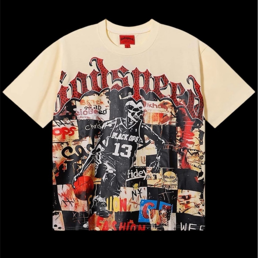 Godspeed x Chris Brickley Graphic T-Shirt Cream Size Large NWT
